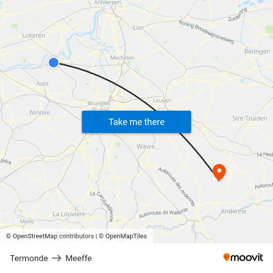Dendermonde to Meeffe map