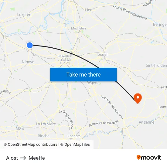 Alost to Meeffe map