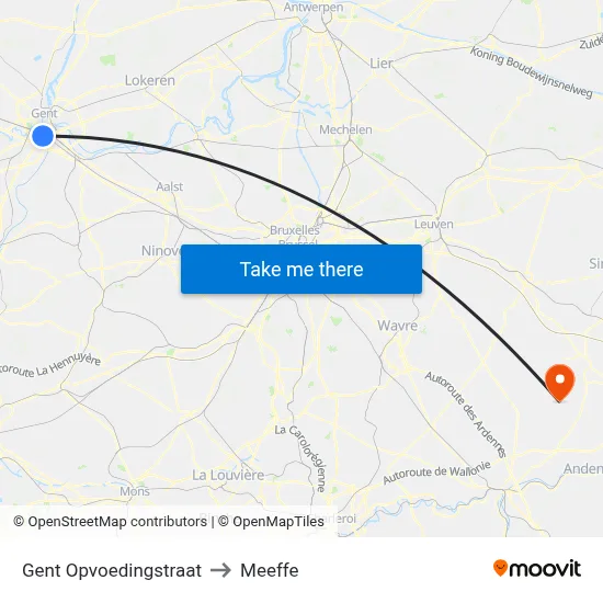 Ghent Education Street to Meeffe map