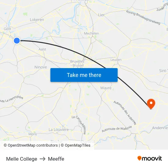 Melle College to Meeffe map