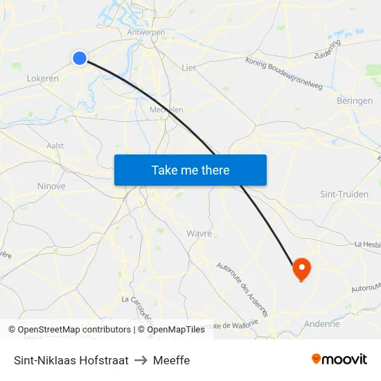 Sint-Niklaas Hof Street to Meeffe map