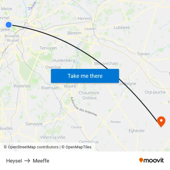 Heysel to Meeffe map