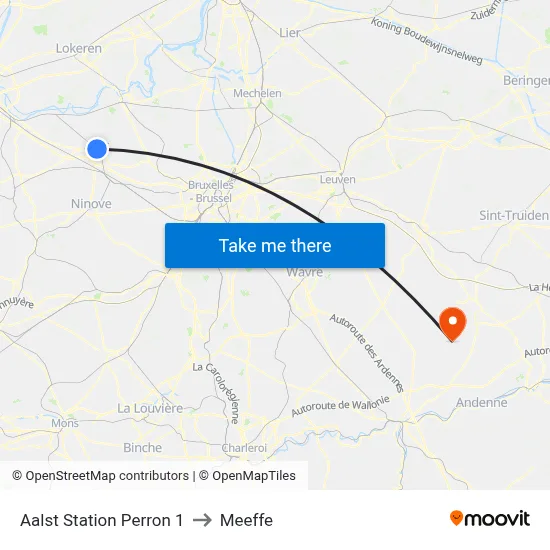 Aalst Station Platform 1 to Meeffe map