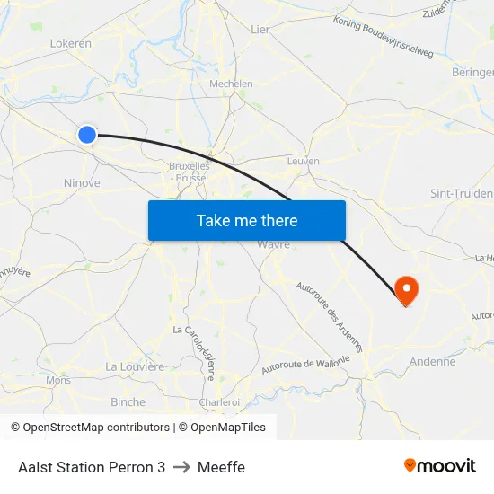 Aalst Station Perron 3 to Meeffe map