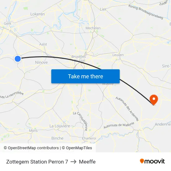 Zottegem Station Platform 7 to Meeffe map