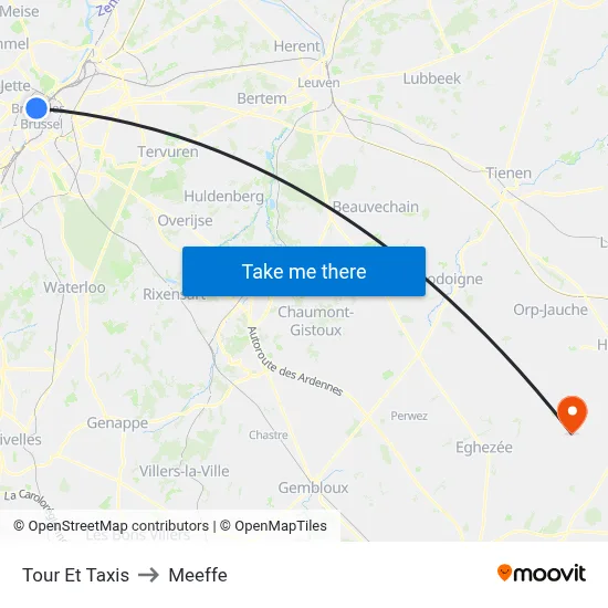 Tour and Taxis to Meeffe map