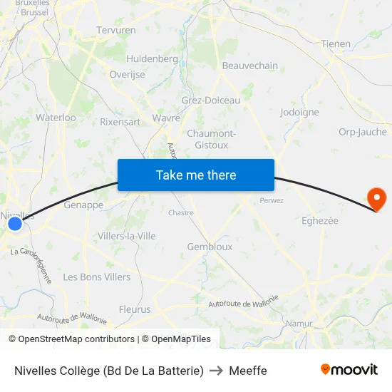 Nivelles College (Battery Blvd) to Meeffe map