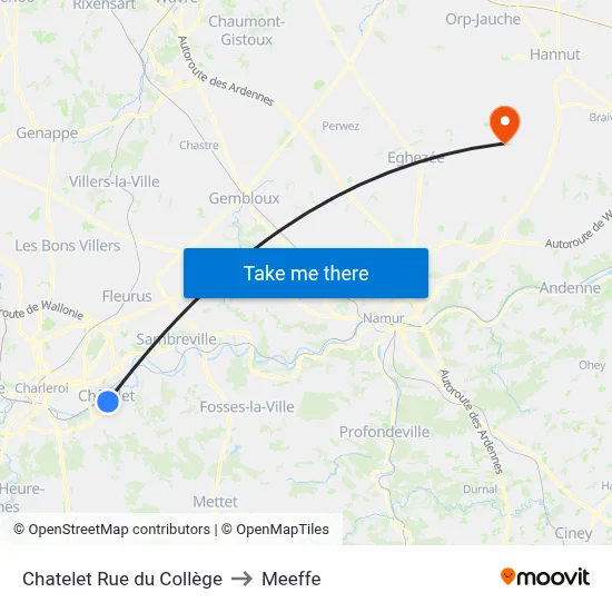 Chatelet Rue du Collège to Meeffe map