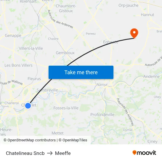 Chatelineau SNCB to Meeffe map