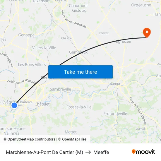 Marchienne-Au-Pont De Cartier (M) to Meeffe map
