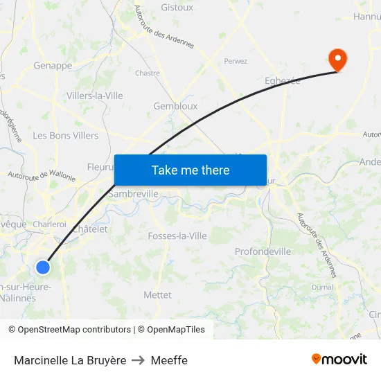 Marcinelle La Bruyère to Meeffe map
