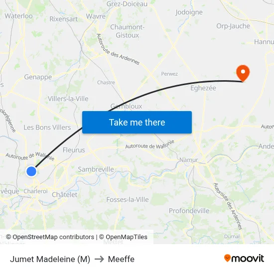 Jumet Madeleine (M) to Meeffe map