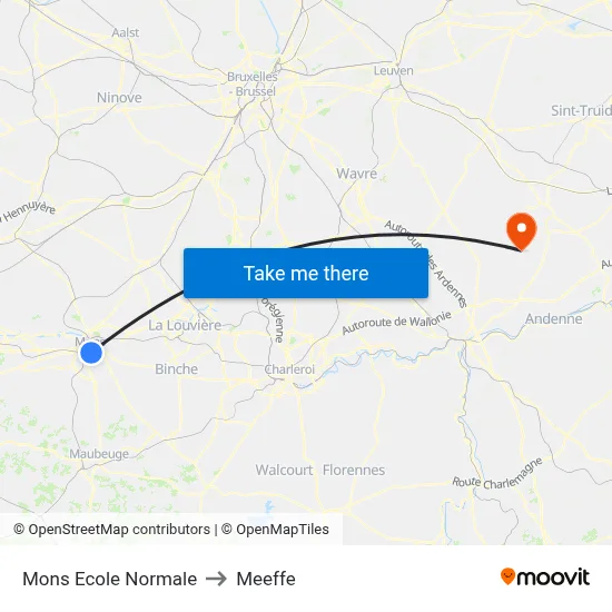 Mons Normal School to Meeffe map