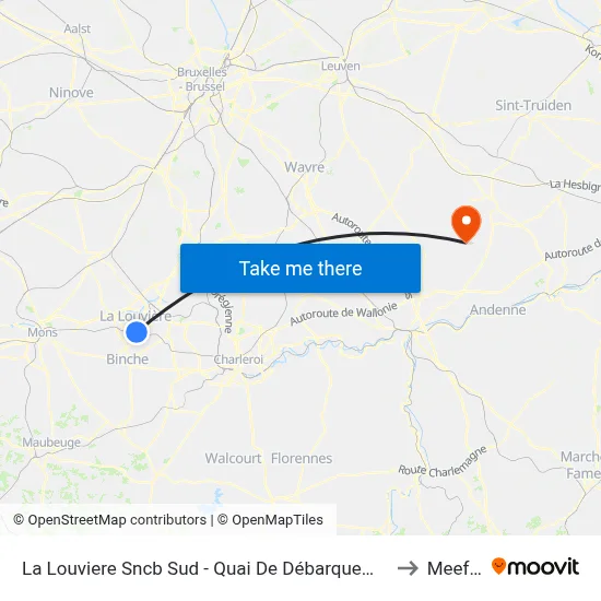 La Louviere South Railway - Disembarkation Platform to Meeffe map