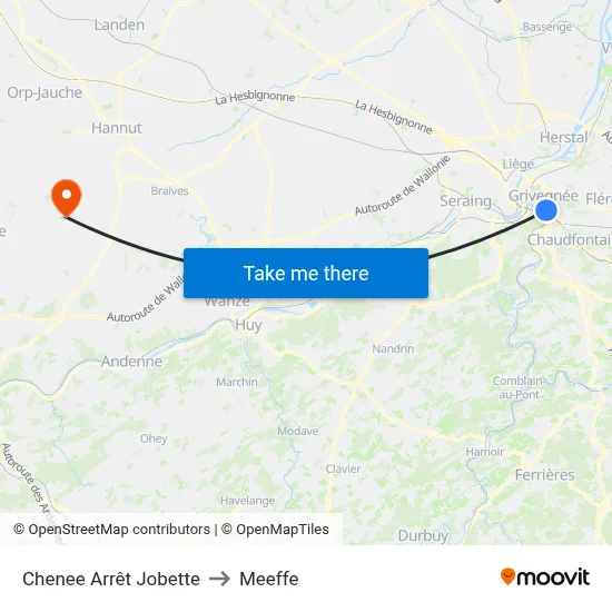 Chenee Jobette Stop to Meeffe map