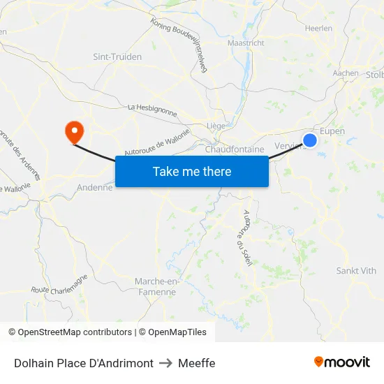 Dolhain Andrimont Square to Meeffe map