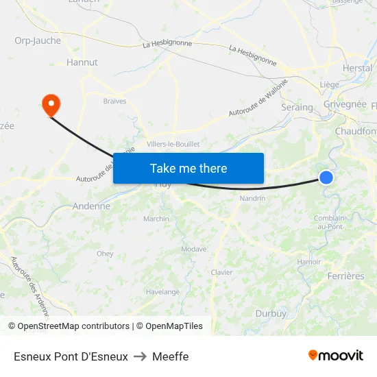 Esneux Pont D'Esneux to Meeffe map