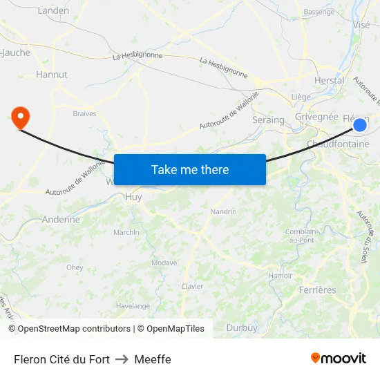 Fleron Fort City to Meeffe map