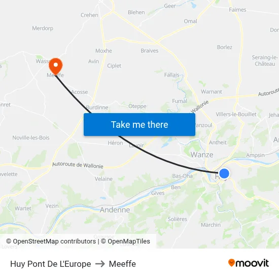 Huy Europe Bridge to Meeffe map