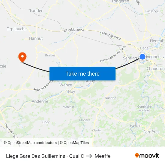 Liege Guillemins Station - Platform C to Meeffe map