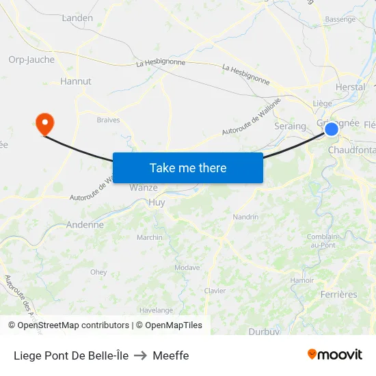 Liege Pont De Belle-Île to Meeffe map