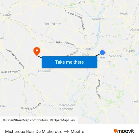 Micheroux Micheroux Woods to Meeffe map