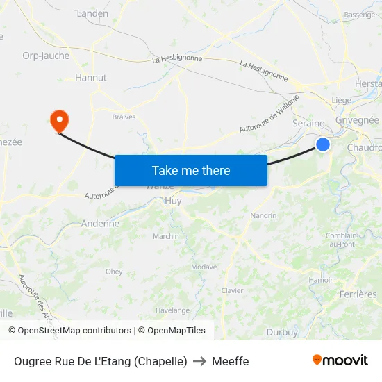 Ougree Pond Street (Chapel) to Meeffe map