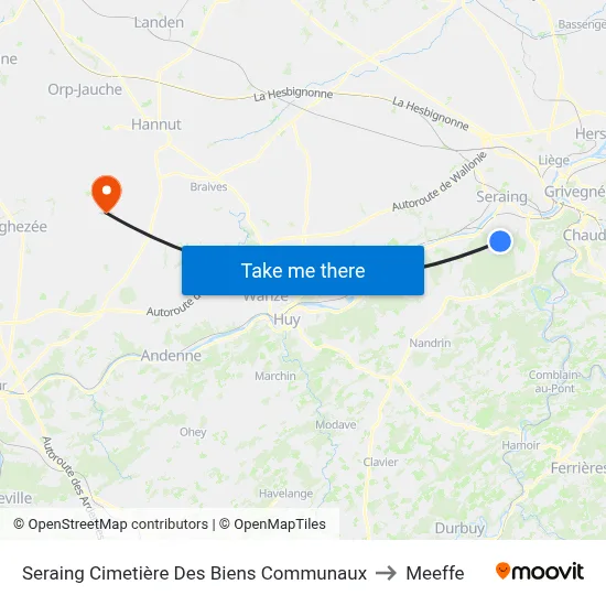 Seraing Municipal Property Cemetery to Meeffe map