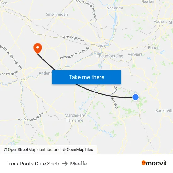 Trois-Ponts Railway Station to Meeffe map
