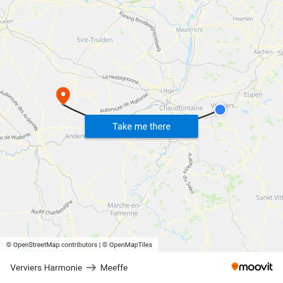 Verviers Harmony to Meeffe map