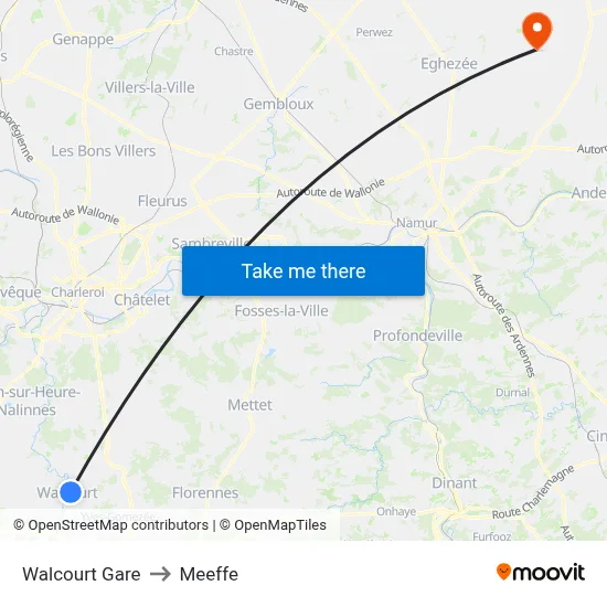 Walcourt Station to Meeffe map