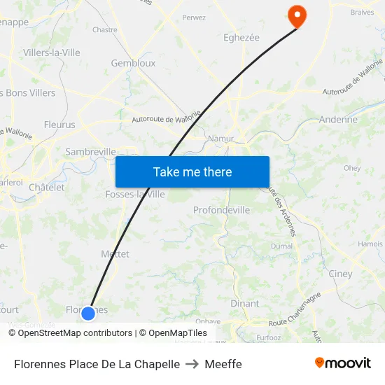 Florennes Chapel Square to Meeffe map