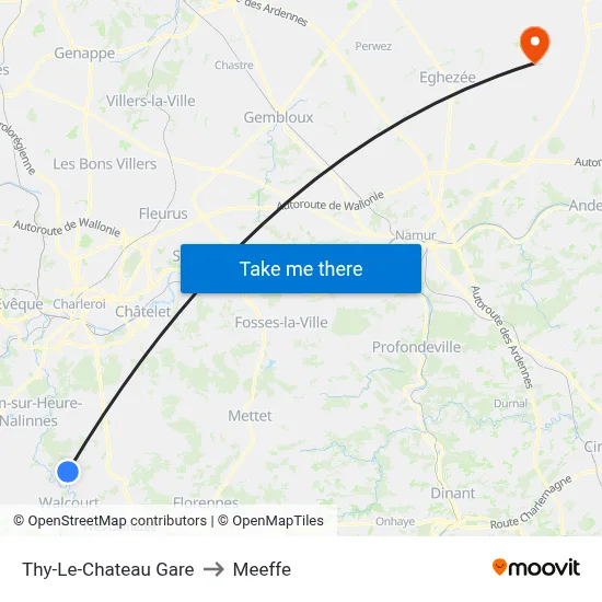 Thy-Le-Chateau Station to Meeffe map