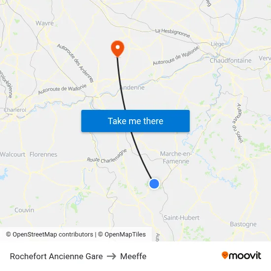Rochefort Old Station to Meeffe map