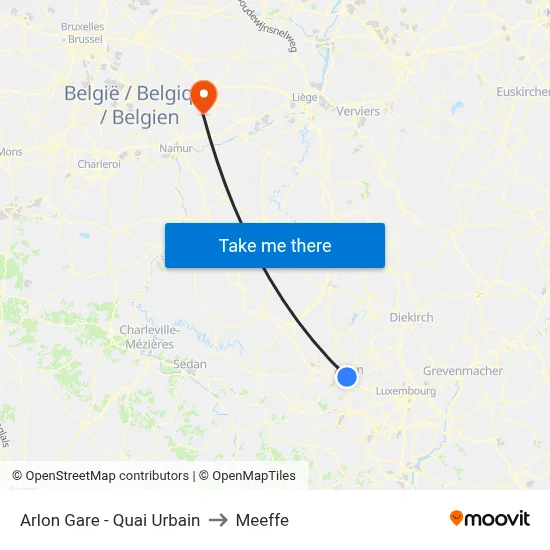 Arlon Gare - Quai Urbain to Meeffe map