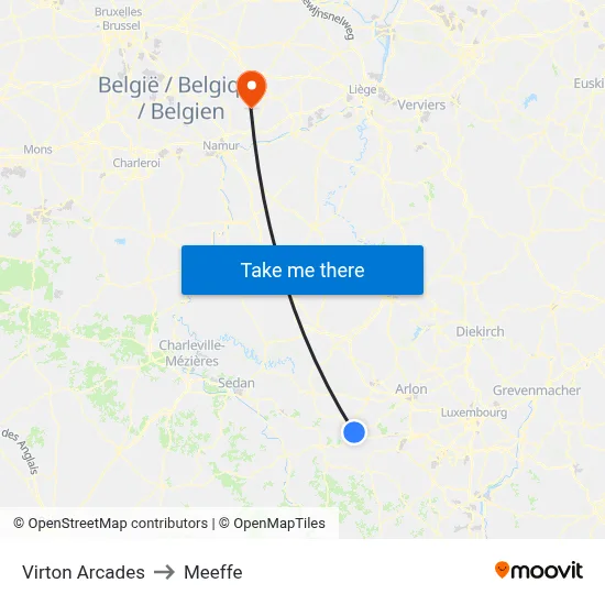 Virton Arcades to Meeffe map