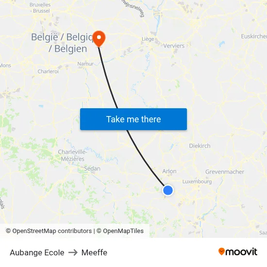 Aubange Ecole to Meeffe map