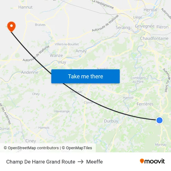 Champ De Harre Grand Route to Meeffe map