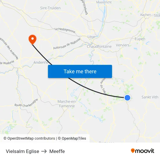 Vielsalm Church to Meeffe map