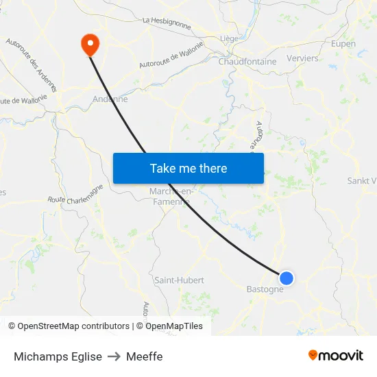 Michamps Church to Meeffe map
