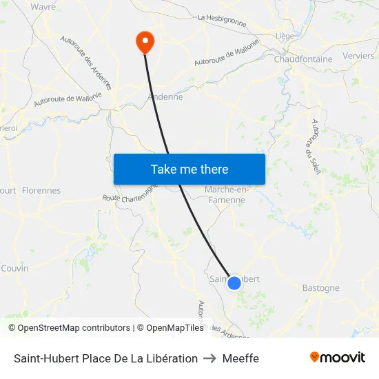 Saint-Hubert Liberation Square to Meeffe map