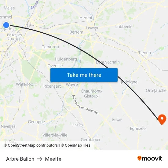 Arbre Balloon to Meeffe map