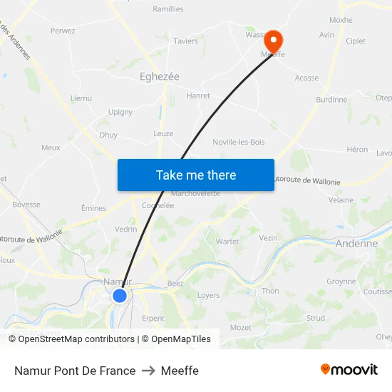 Namur France Bridge to Meeffe map