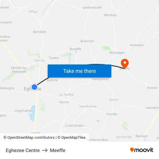 Eghezee Centre to Meeffe map