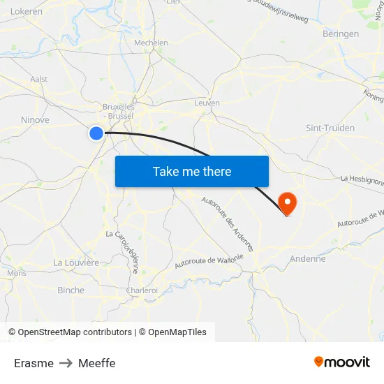 Erasme to Meeffe map