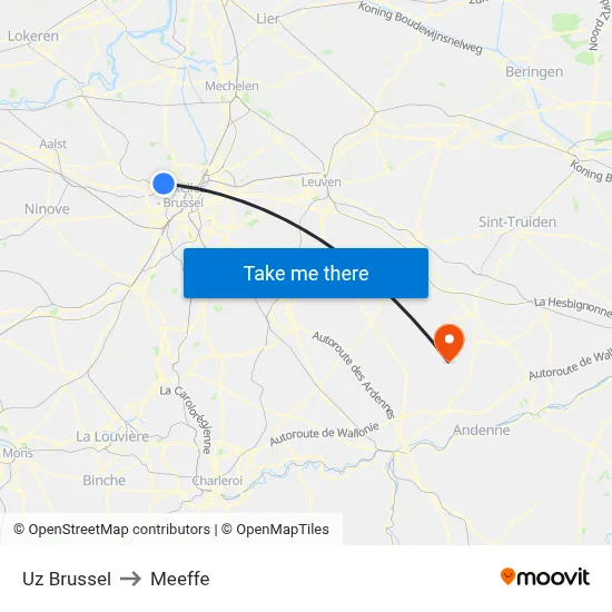 UZ Brussels to Meeffe map