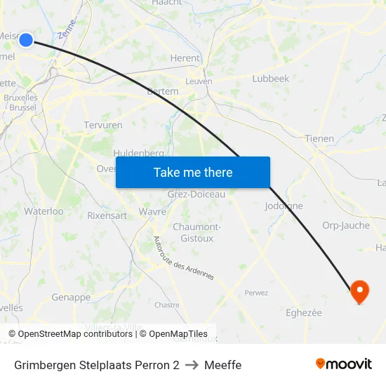 Grimbergen Depot Platform 2 to Meeffe map