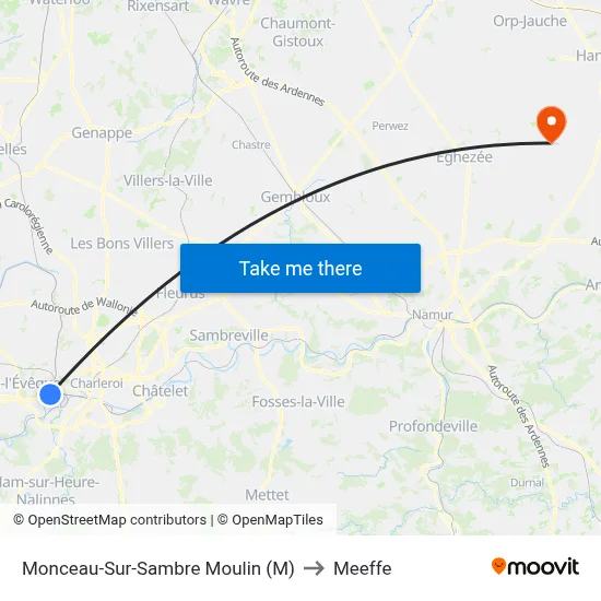 Monceau-Sur-Sambre Mill (M) to Meeffe map