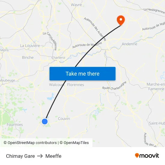 Chimay Station to Meeffe map