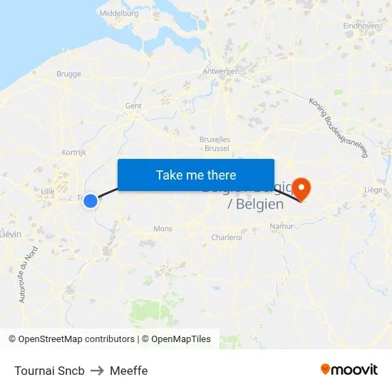 Tournai Railway to Meeffe map